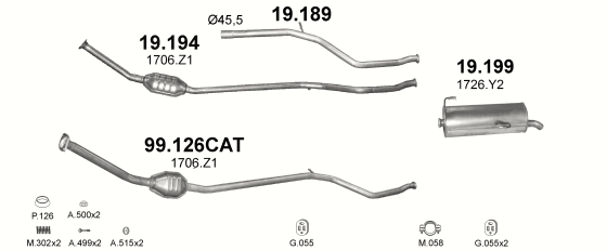 Auspuffanlage für PEUGEOT 206 1.9 D