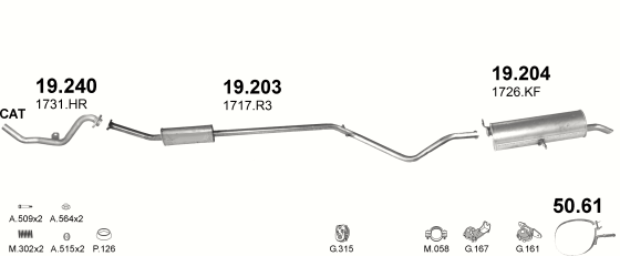 Auspuffanlage für CITROEN C4 1.6 (1.6i 16V)