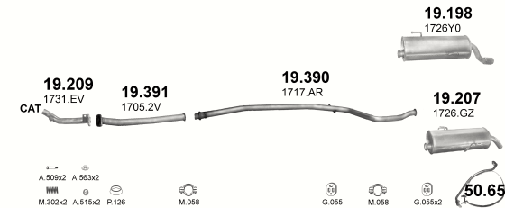 Auspuffanlage für PEUGEOT 206 1.4 (1.4i)