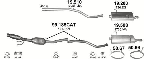 Auspuffanlage für PEUGEOT 206 2.0 D (2.0 HDi Turbo Diesel)