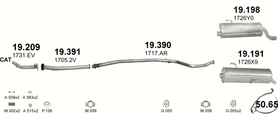 Auspuffanlage für PEUGEOT 206 1.1 (1.1i)