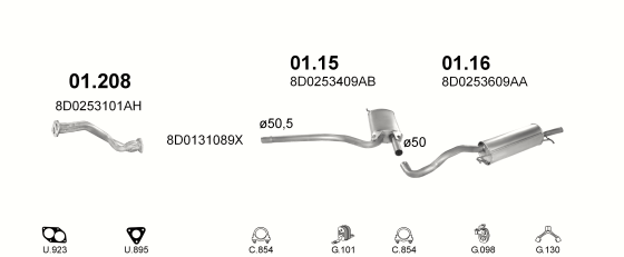 Auspuffanlage für AUDI A4 1.6 (1.6 ARM AHL ADP)