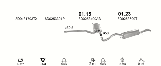 Auspuffanlage für AUDI A4 1.9 D (1.9 TDi AFF)