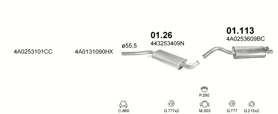 Auspuffanlage für AUDI A6 1.8 (1.8 20V)