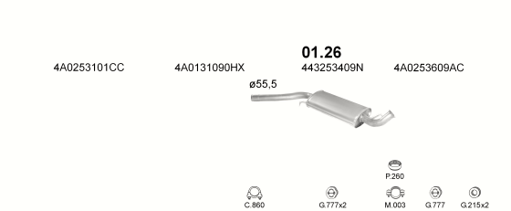 Auspuffanlage für AUDI A6 1.8 (MOT:ADR)