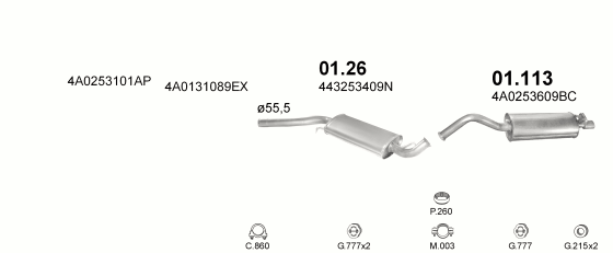 Auspuffanlage für AUDI A6 2.0 (2.0i 16V ACE)