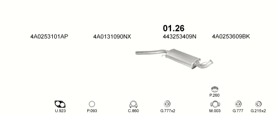 Auspuffanlage für AUDI A6 2.0 (2.0i 16V ACE)