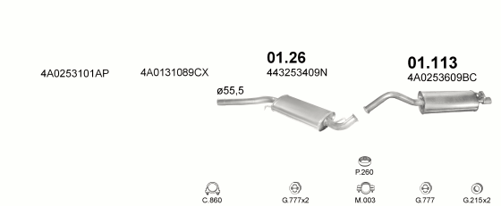 Auspuffanlage für AUDI A6 2.3 (2.3 AAR)