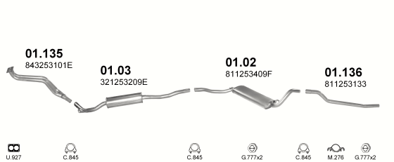 Auspuffanlage für AUDI COUPE 1.6 (1.6 YN MAN)