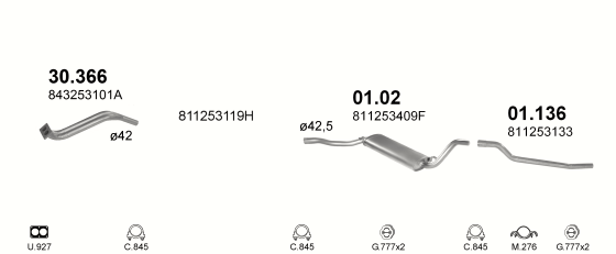 Auspuffanlage für AUDI COUPE 1.6 (1.6 YN AUT)