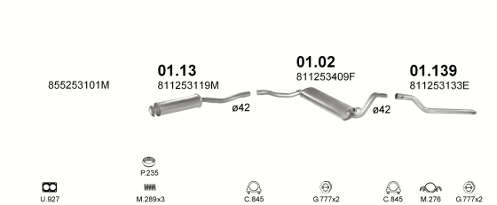 Auspuffanlage für AUDI COUPE 1.8 (1.8 DS AUT)