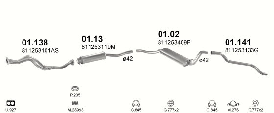 Auspuffanlage für AUDI COUPE 1.8 (1.8 JV DS MAN)