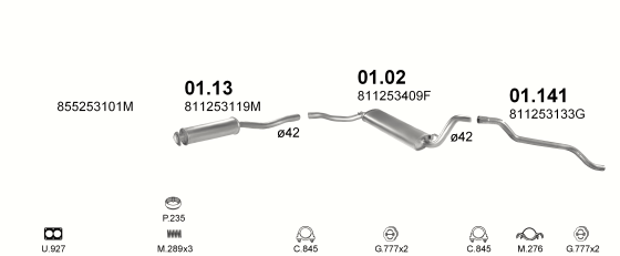 Auspuffanlage für AUDI COUPE 1.8 (1.8 JV DS AUT)