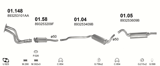 Auspuffanlage für AUDI COUPE 2.0 (2.0 3A MAN)