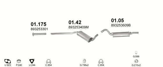 Auspuffanlage für AUDI COUPE 2.0 (2.0 AAD/3A AUT)