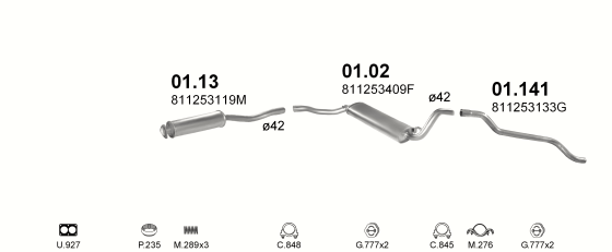 Auspuffanlage für AUDI 80 1.3 (1.3 EP MAN)