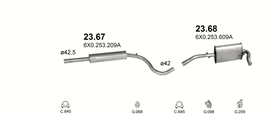 Auspuffanlage für SEAT AROSA 1.0 (1.0i)