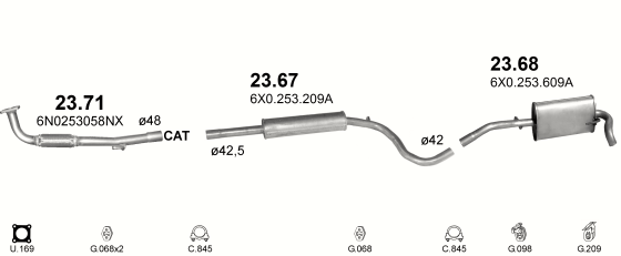 Auspuffanlage für VOLKSWAGEN LUPO 1.4 (1.4i)