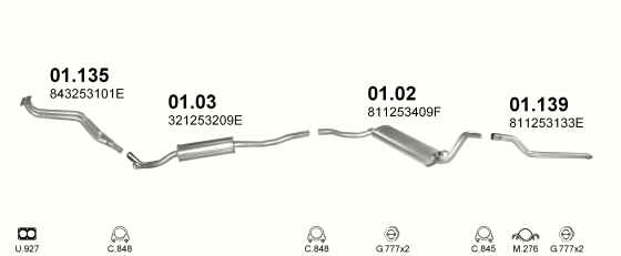 Auspuffanlage für AUDI 80 1.3 (1.3 EP MAN)