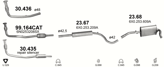 Auspuffanlage für SEAT AROSA 1.4 (1.4i)