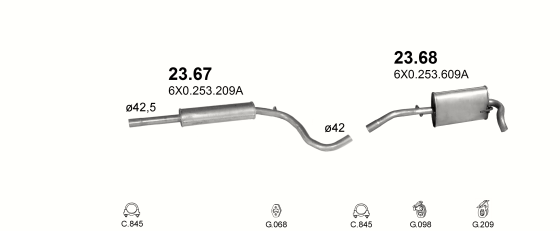 Auspuffanlage für SEAT AROSA 1.4 (1.4i)