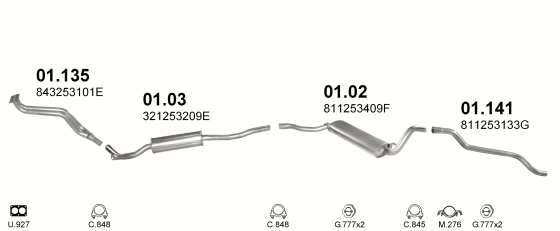 Auspuffanlage für AUDI 80 1.3 (1.3 EP MAN)