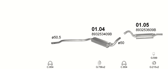 Auspuffanlage für AUDI 80 1.9 D (1.9 D 1Y)