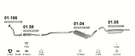 Auspuffanlage für AUDI 80 1.4 (MAN.)