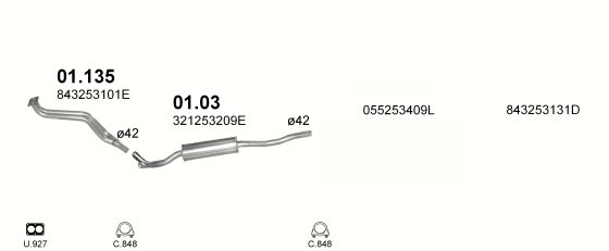 Auspuffanlage für AUDI 80 1.6 (MAN.)