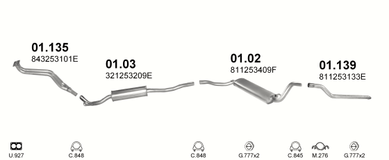 Auspuffanlage für AUDI 80 1.6 (MAN)