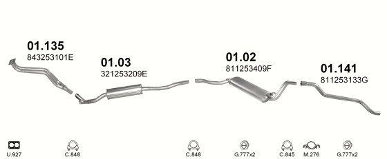 Auspuffanlage für AUDI 80 1.6 (1.6 DT MAN)