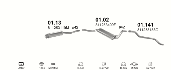 Auspuffanlage für AUDI 80 1.6 (1.6 DT)