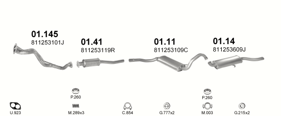 Auspuffanlage für AUDI 80 1.6 (1.6 YZ MAN)