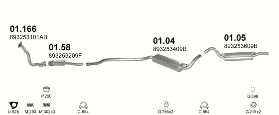 Auspuffanlage für AUDI 80 1.6 (MAN.)