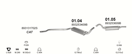 Auspuffanlage für AUDI 80 1.6