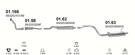 Auspuffanlage für AUDI 80 1.6