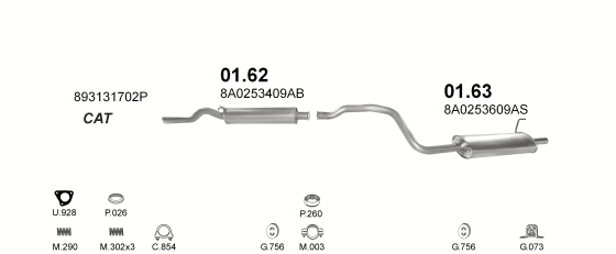 Auspuffanlage für AUDI 80 1.6