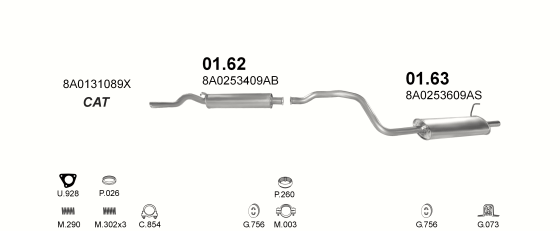 Auspuffanlage für AUDI 80 1.6 (MAN.)