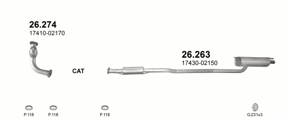Auspuffanlage für TOYOTA CARINA E 1.6 (1.6i 16V)