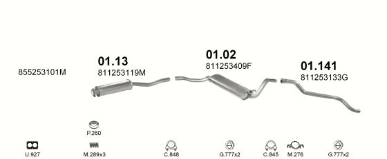 Auspuffanlage für AUDI 80 1.8 (AUT.)