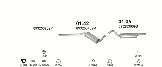 Auspuffanlage für AUDI 80 1.8 (AUT.)