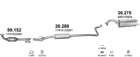 Auspuffanlage für TOYOTA YARIS 1.0 (1.0 16V)