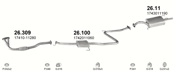 Auspuffanlage für TOYOTA COROLLA 1.3 (1.3 12V)