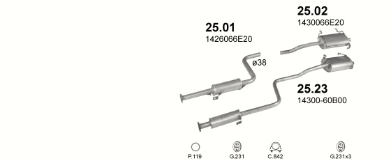 Auspuffanlage für SUZUKI SWIFT 1.0 (1.0 HB 3D)