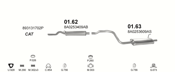 Auspuffanlage für AUDI 80 2.0