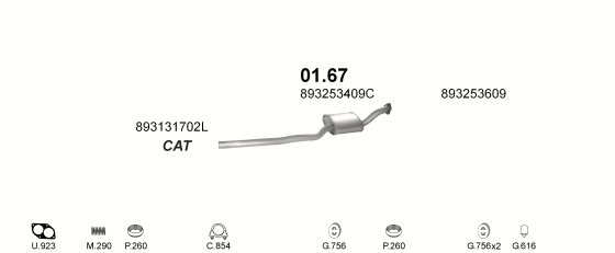 Auspuffanlage für AUDI 80 QUATTRO 1.9