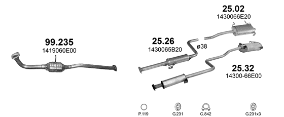 Auspuffanlage für SUZUKI CULTUS 1.0 (1.0 6V)