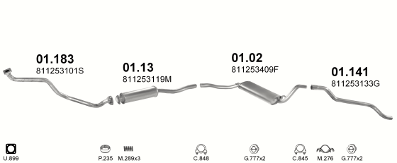 Auspuffanlage für AUDI 80 1.6 D (MAN.)