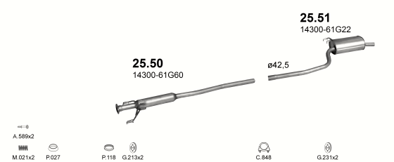 Auspuffanlage für SUZUKI BALENO 1.8 (1.8i 16V)