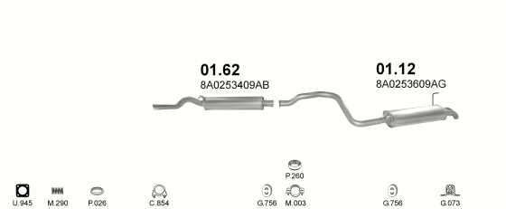 Auspuffanlage für AUDI 80 1.9 D (1.9 TD AAZ)